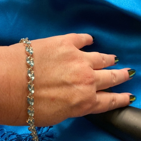 Jewelry - Sparkling Blue Topaz Tennis Bracelet in 925 SS. Has extender included.